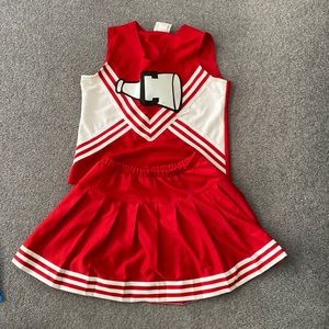 Teamwork Red and White Vintage Cheerleader Costume | Girls Size Large Halloween